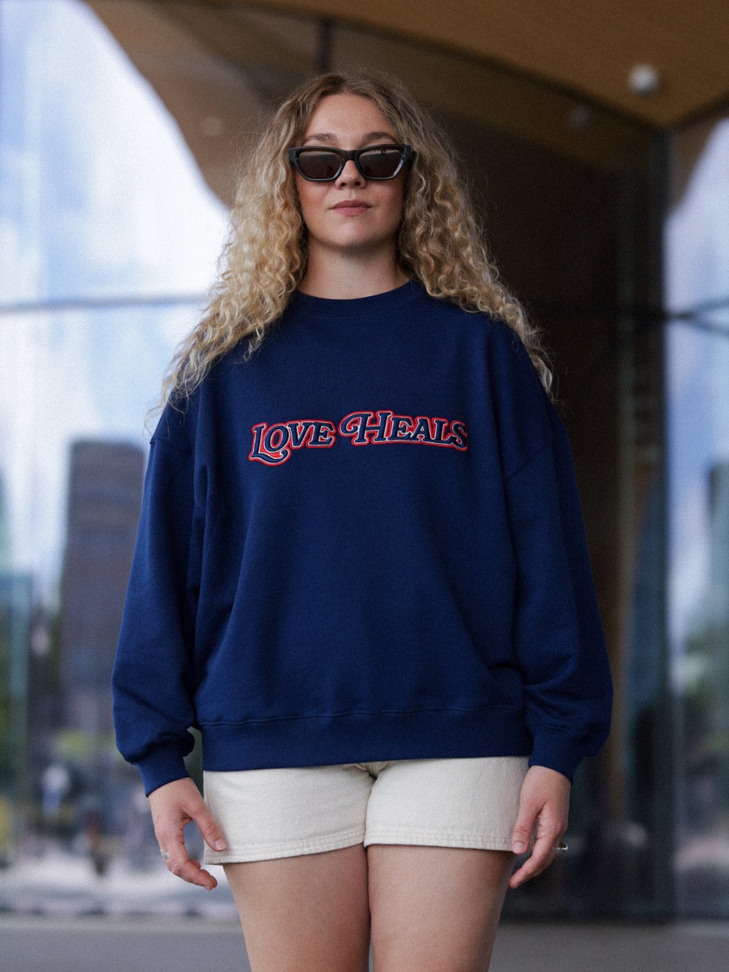 Grace Sweatshirt 'Love Heals', Navy Blue
