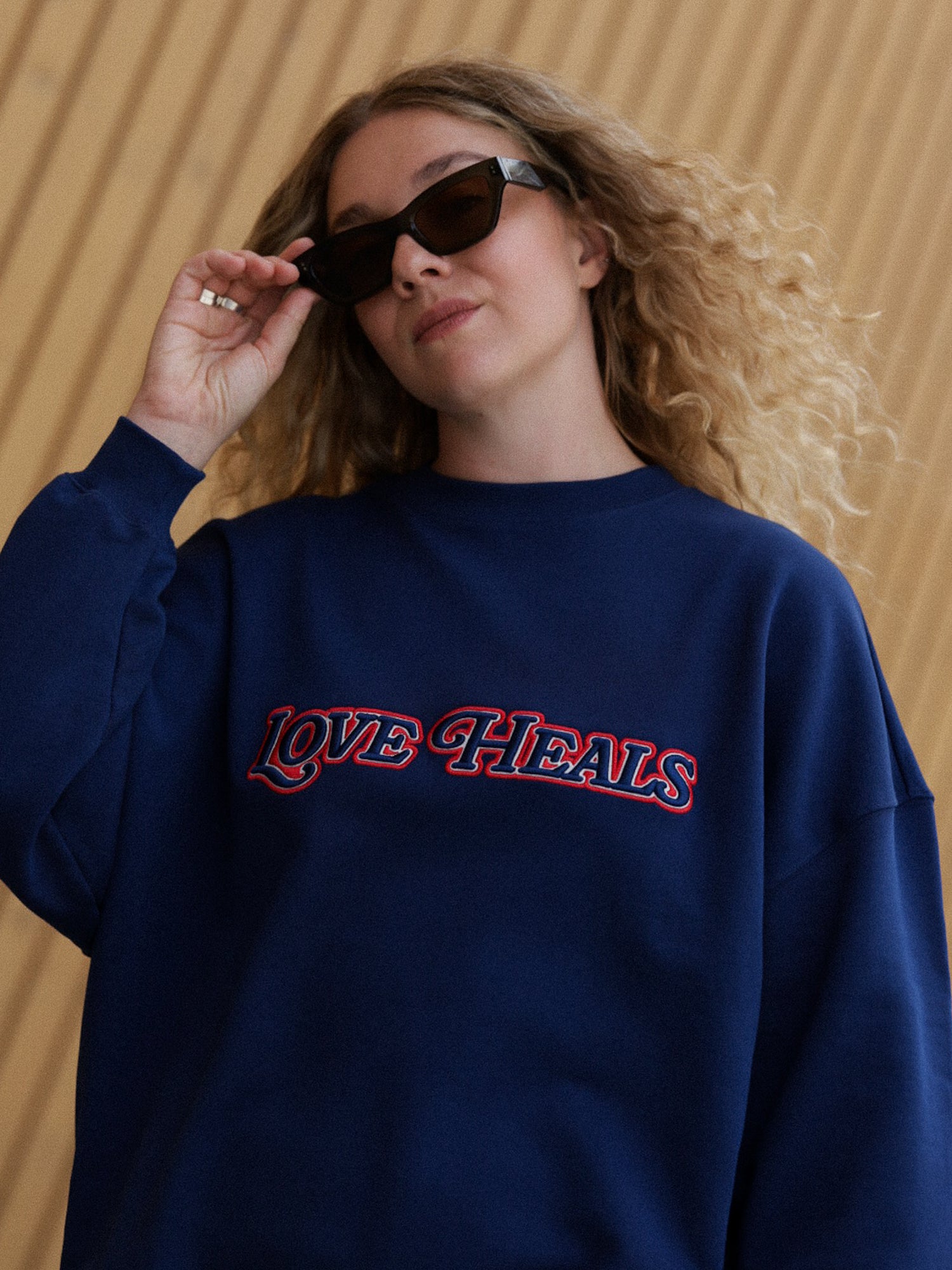 Grace Sweatshirt 'Love Heals', Navy Blue