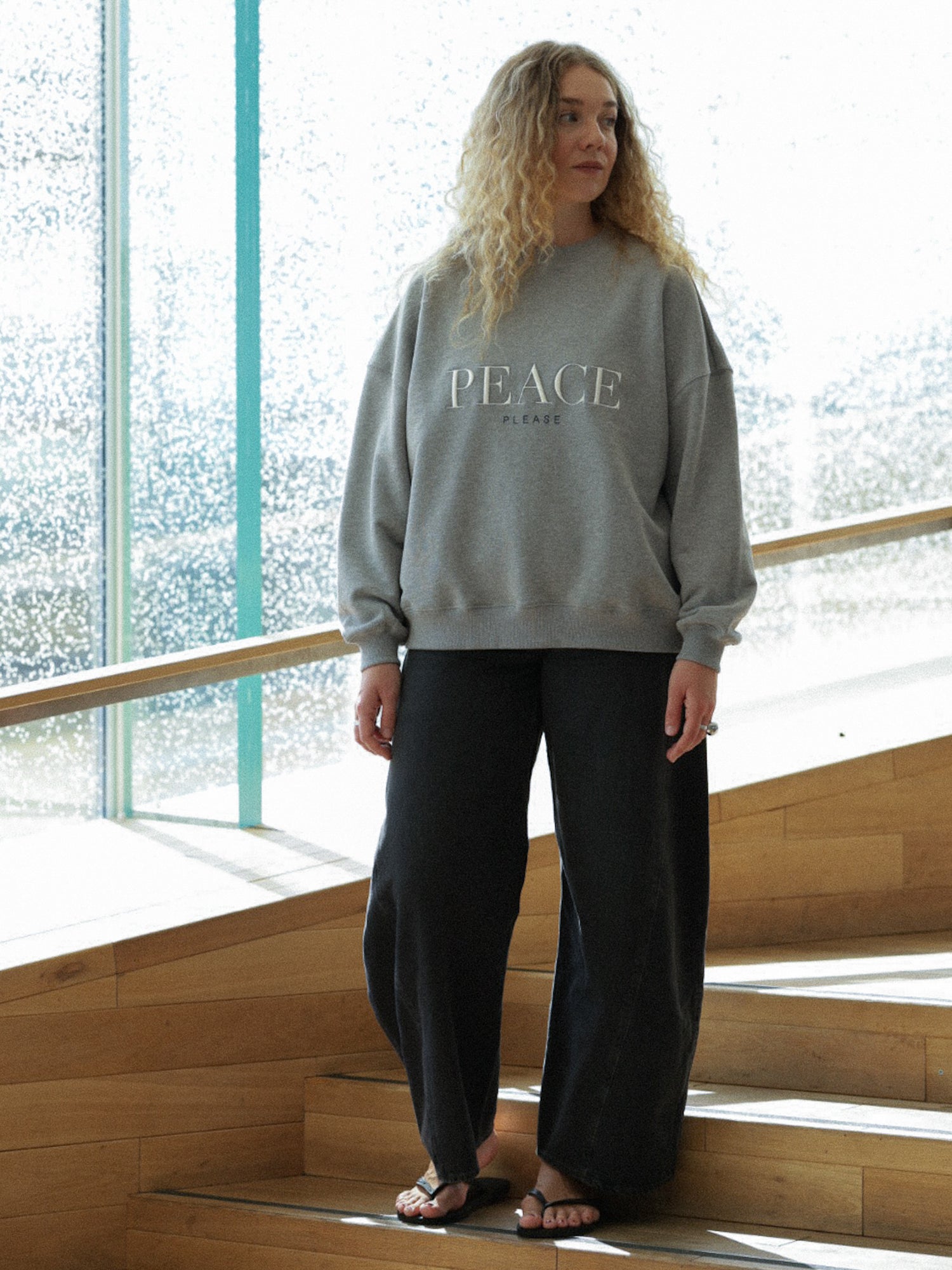 Grace Sweatshirt 'Peace Please', Grey Melange