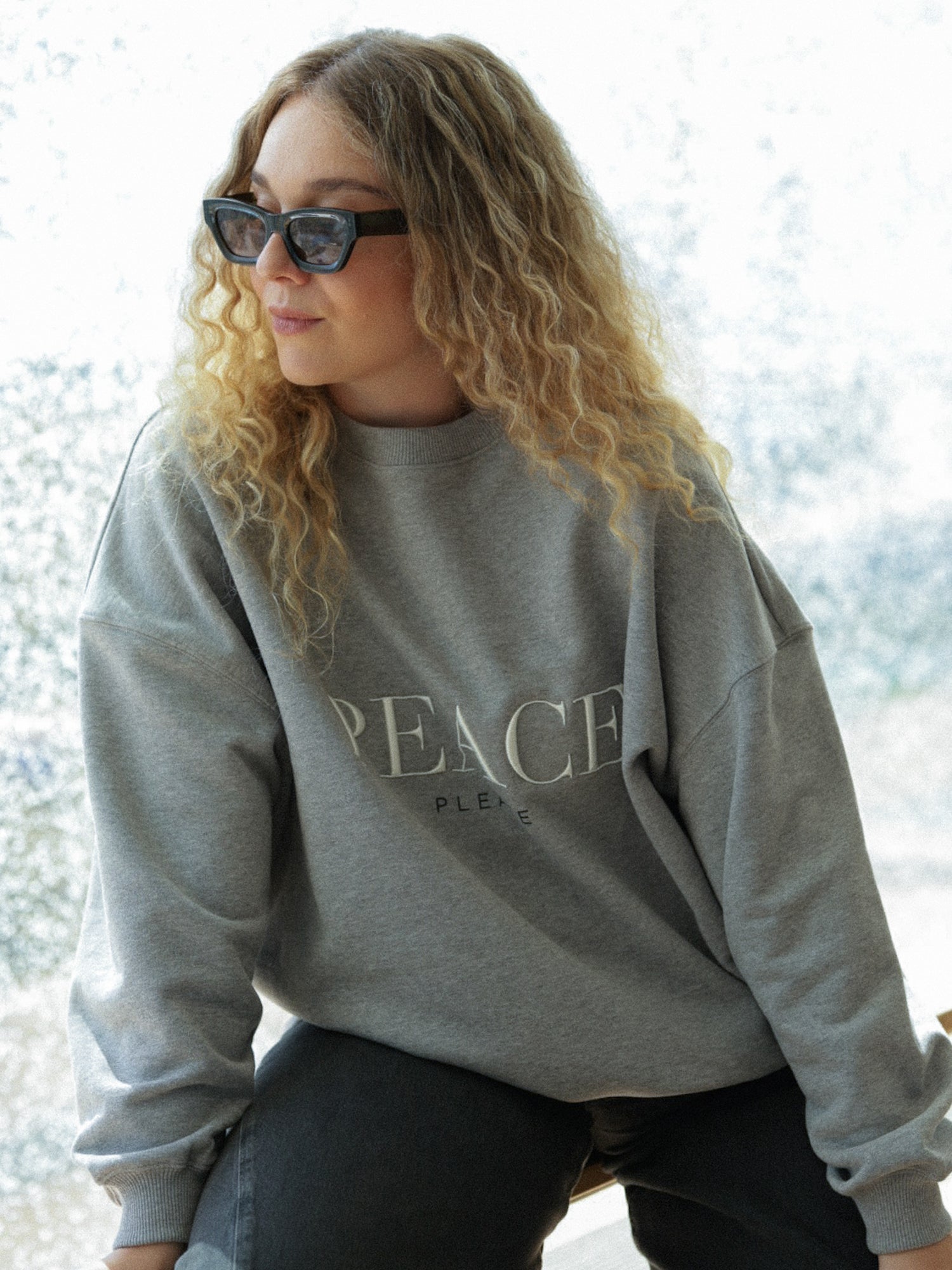 Grace Sweatshirt 'Peace Please', Grey Melange