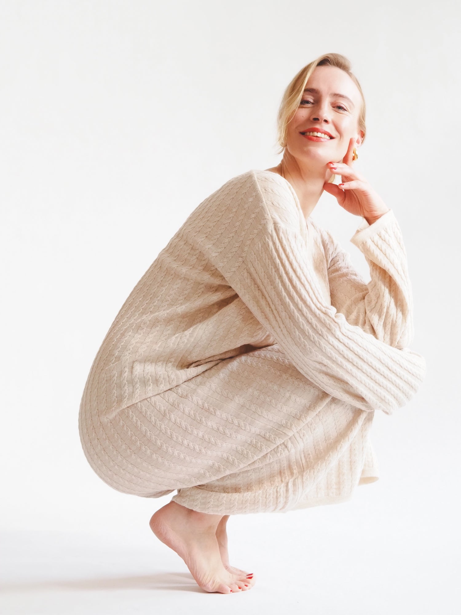 Evermore Knit Dress, Beige Melange