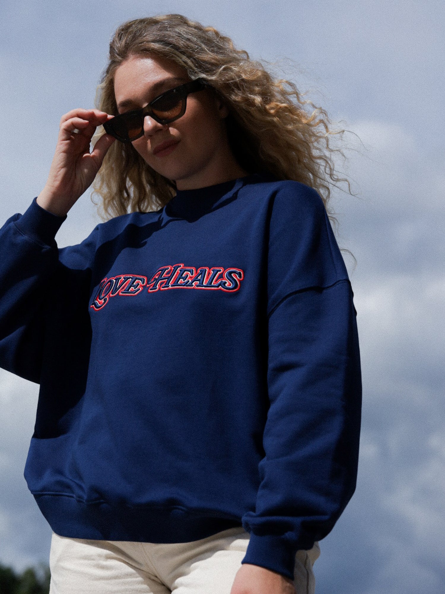 Grace Sweatshirt 'Love Heals', Navy Blue
