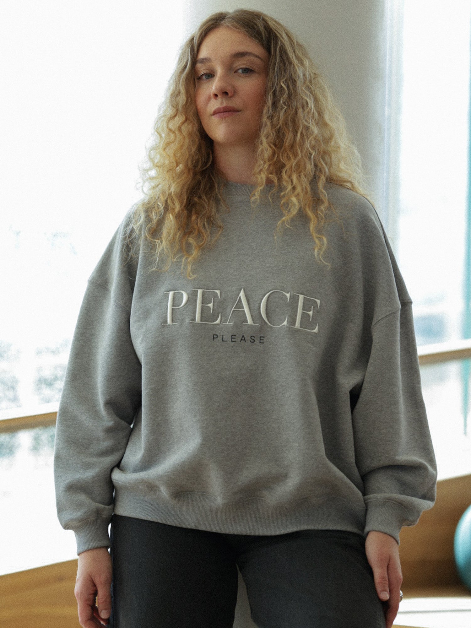 Grace Sweatshirt 'Peace Please', Grey Melange