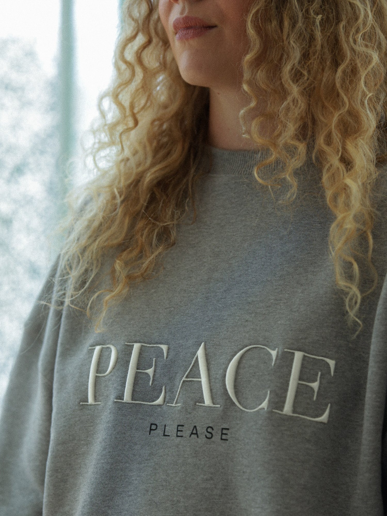 Grace Sweatshirt 'Peace Please', Grey Melange